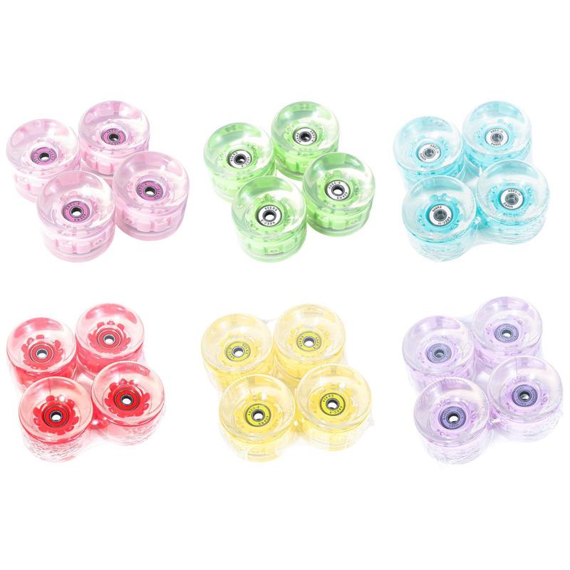 4 Pieces Skateboard Wheels Repair Parts with Bearings LED Cruiser Wheels