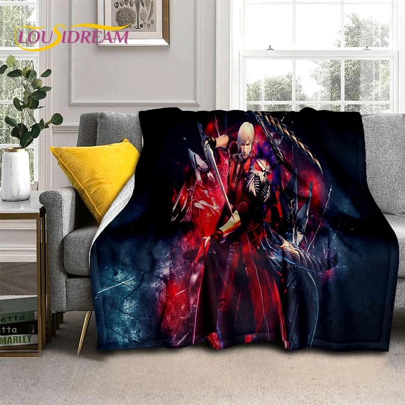 3D D-Devil May Cry DMC Game Cartoon Soft Flannel Blanket for Beds Bedroom Sofa Picnic,Throw Blanket for Outdoor Leisure Nap Gift