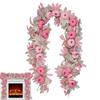 Pumpkin Garland Fake Pink Maple Pumpkin Fall Wreath for Front Door 5.7ft Seasonal Wreath Decorations for Thanksgiving Wedding