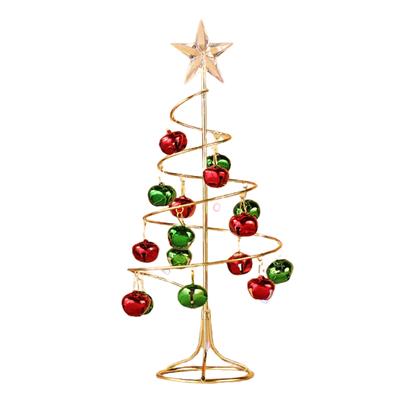 Spiral Noel Ağacı Demir Masaüstü Noel Ağacı Süsü Çanlarla Ev İçi Dekor İçin