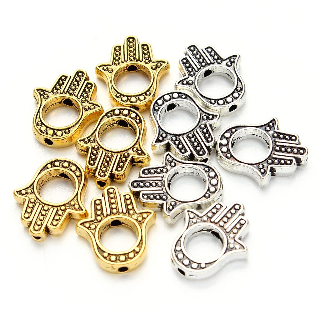 20pcs 3 Colors Hamsa Hand Beads 14.5x13mm Small Fatima Alloy Plam Spacer Beads For DIY Jewelry Making Handmade Necklace Findings