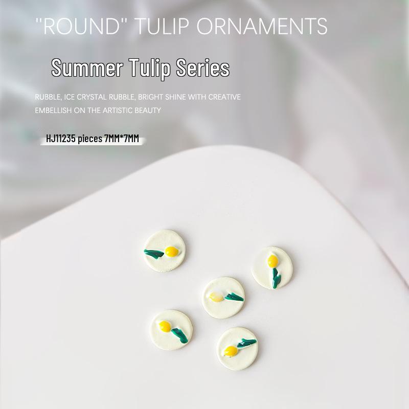 Vintage Tulip Flower Nail Decorations - 5 Pcs