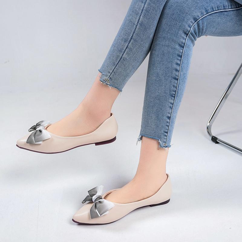 Fashion Bowknot Casual Flat Shoes Woman New Summer Breathable Comfortable Soft-soled Shoes Pointed Toe Shallow Flat Women Shoes