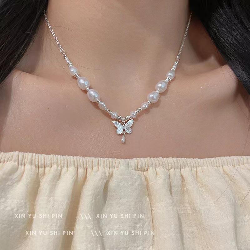 """Schmetterlingstraum Kollektion" neue unregelmäßige Perlmutt Schmetterling Halskette neuer Temperament leichter Luxus exquisite Schlüsselbein Kette"""