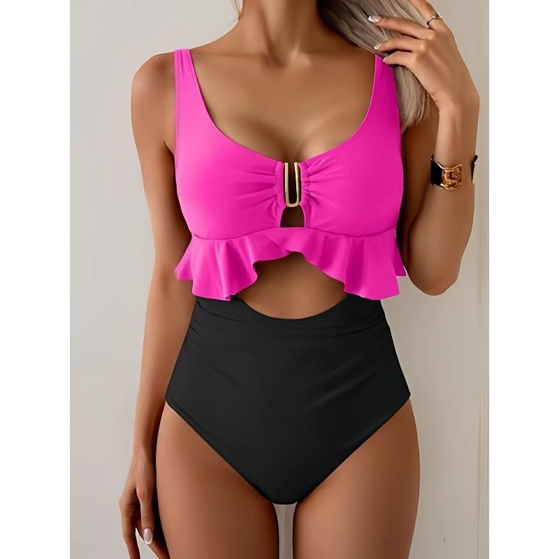 2026 New Sexy U-Neck Swimwear Women One Piece Swimsuit Female Hollow Out Bodysuit Monokini Bathing Suit Beachwear Swimming Suit