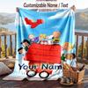 Custom Text Flannel Throw Blanket, Lightweight Cozy Bed Sofa BlanketSnoopy Peanuts