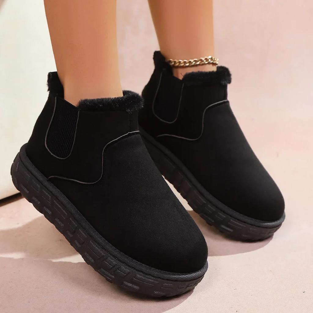 Fashion 2025 New Women Snow Boots Casual Chelsea Ankle Boots Short Plush Warm Boots Women Outdoor Luxury Flats Platform Ladies Shoes
