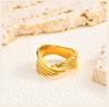 Adjustable Angel Wings Ring for Women, 18K Gold Plated Stainless Steel Wrap Bypass Band, Waterproof Jewelry