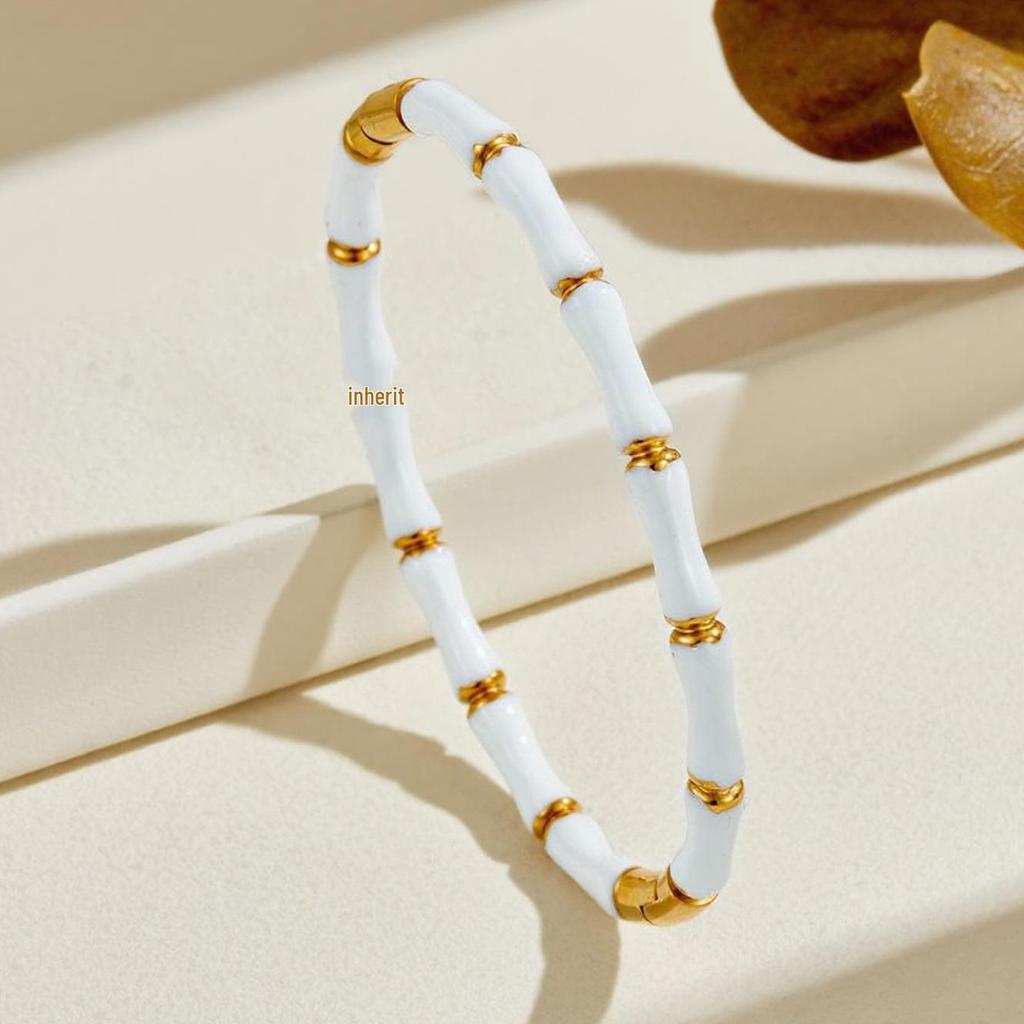 Women's Titanium Steel Bamboo Joint Bracelet, Japanese Korean Style, Simple and Versatile Stainless Steel Wristband Jewelry.