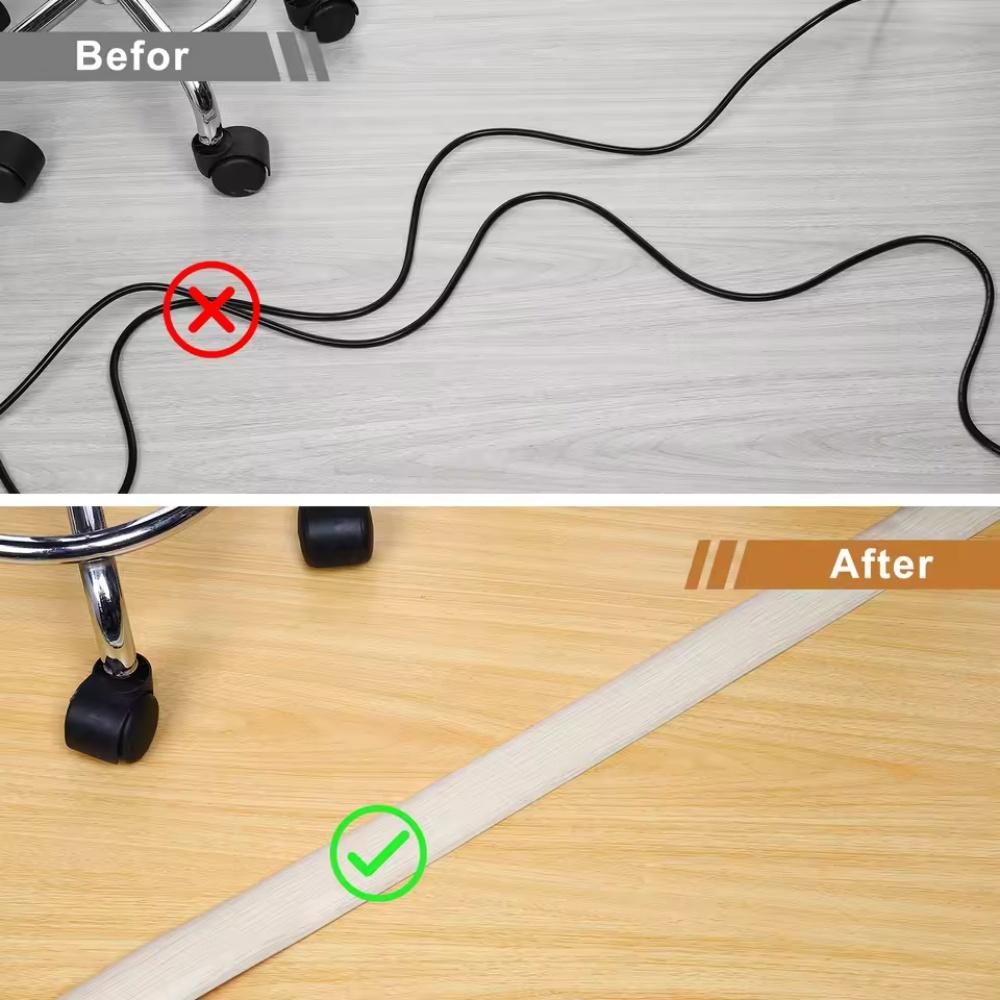 1pc 3meters/118.11in Floor Cord Cover Self-Adhesive Power Extension Wiring Duct Cable Protector Home Outdoor Wire Organizer