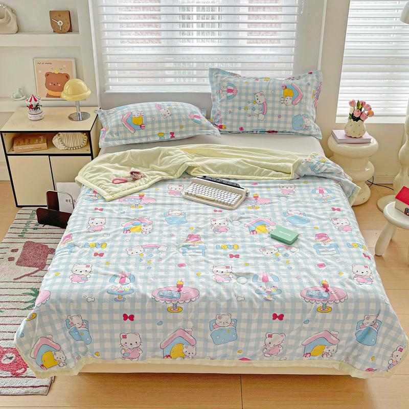 Class A Washed Cotton Soybean Fiber Gauze Quilt - Double Layer Summer Cool, Machine Washable