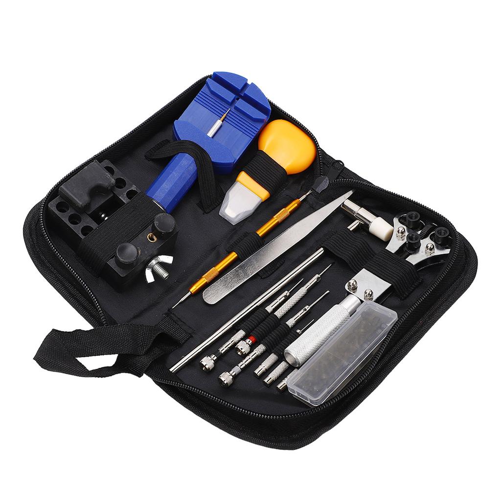 Watch Repair Tool Stainless Steel Watch Battery Replacement Tool Kit with Canvas Case