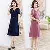Chic Summer Short Sleeve Dress for Stylish Middle-Aged and Elderly Women