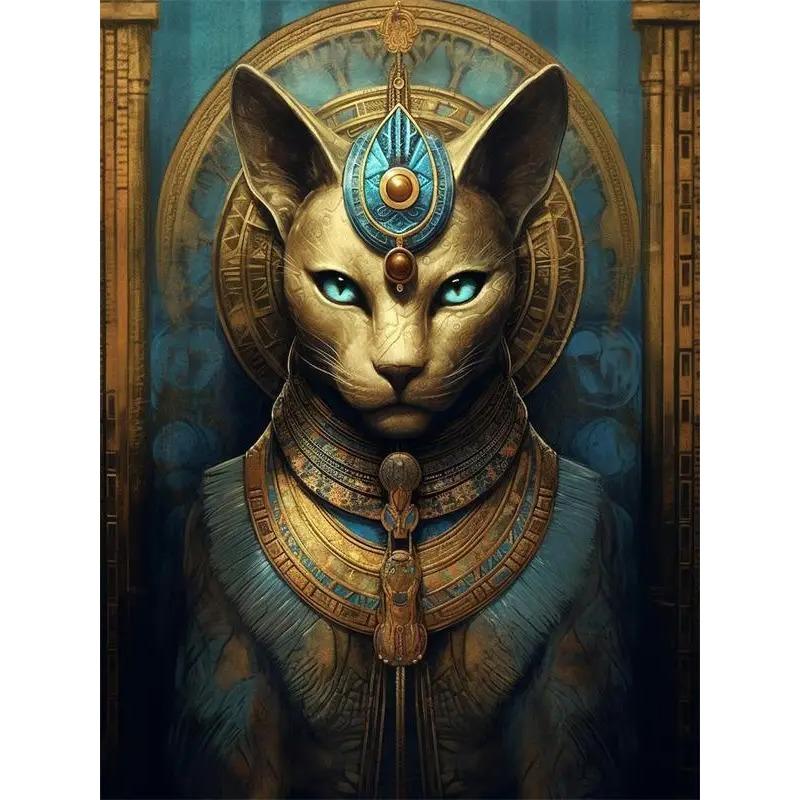 Stampe Poster Antiche Egizie di Bastet per Soggiorno Decorazioni per la Casa Mitologia Egizia Bastet Dea Gatto Pittura su Tela Arte da Parete
