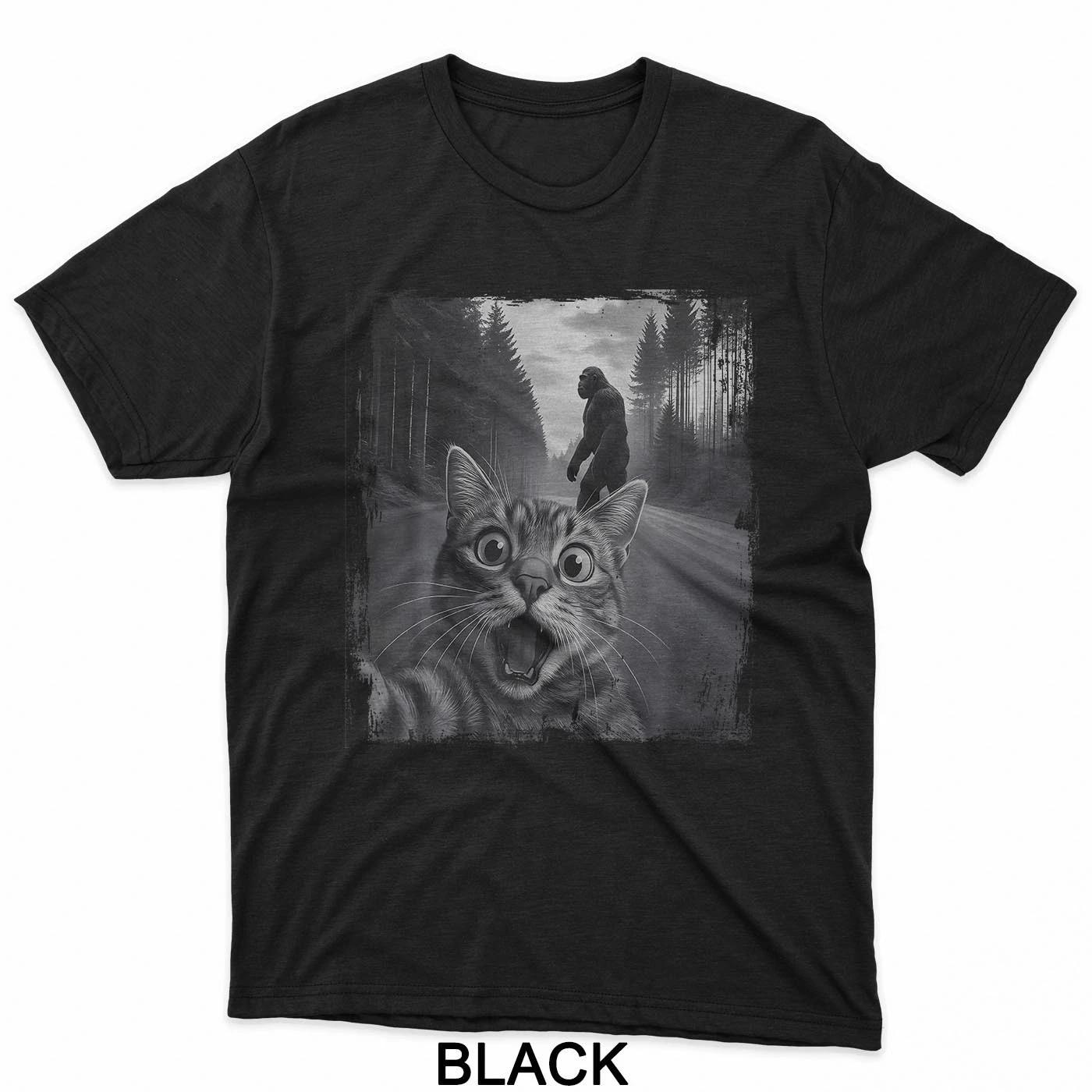 Cat Selfie Sasquatch Bigfoot Funny Apparel For Men Kids T-Shirt L