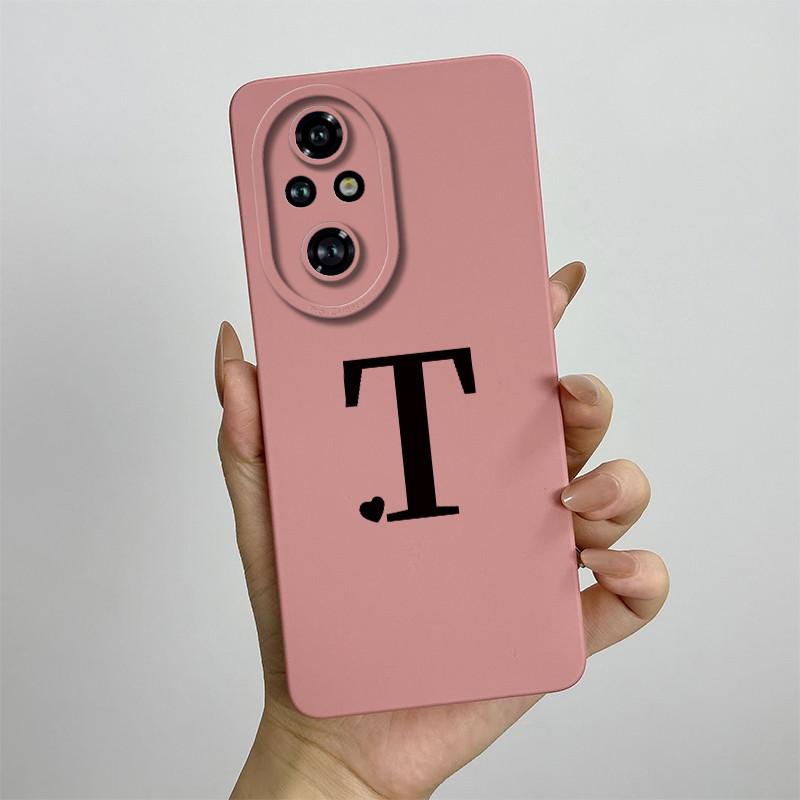 For Honor 200 Case Honor 200 Pro Phone Case Cute Initial Letters Square ShockProof Soft Silicone Back Cover Fundas Honor 200 Pro