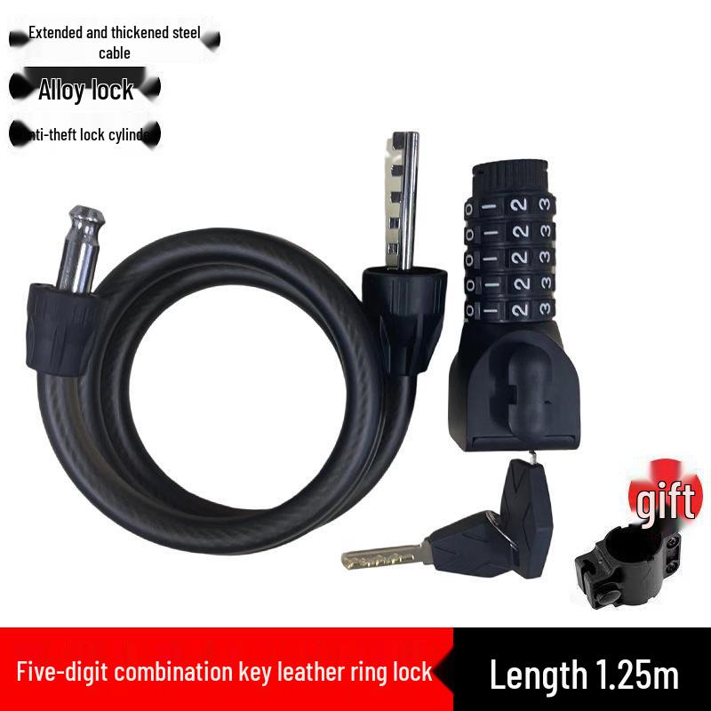 Waterproof Anti-theft Steel Cable Lock for Motorcycles, E-Bikes, and Helmets