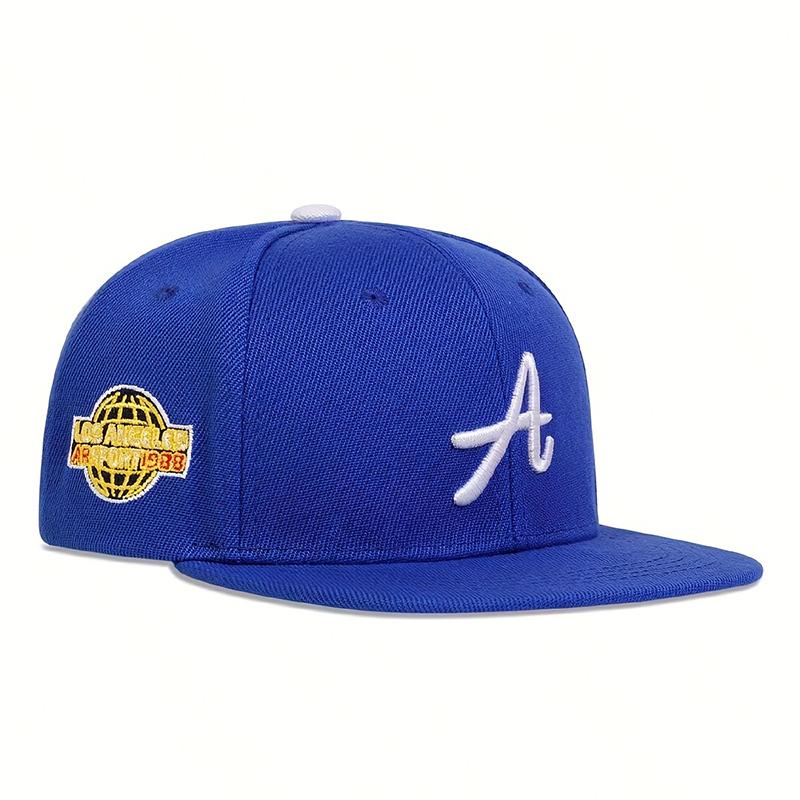 

Детская бейсболка с вышитой буквой А, регулируемая бейсболка из хлопка с плоским верхом, дорожные шапки для мальчиков и девочек синий