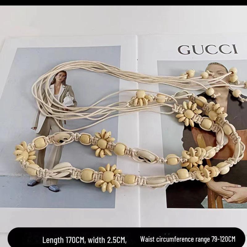 Böhmische handgewebte Perlen-Taillenkette aus Kokosnussschalen für Damen