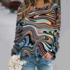 Autumn and winter round neck long sleeved print elegant and casual loose fit