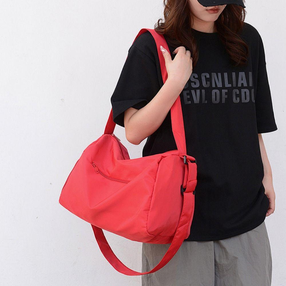 Solid Color Sports Shoulder Bag Canvas Gym Fitness Bag Fashionable Luggage Bag  Yoga