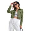 Women's Casual Fashion Lapel Corduroy Jacket Single Breasted Short Coat
