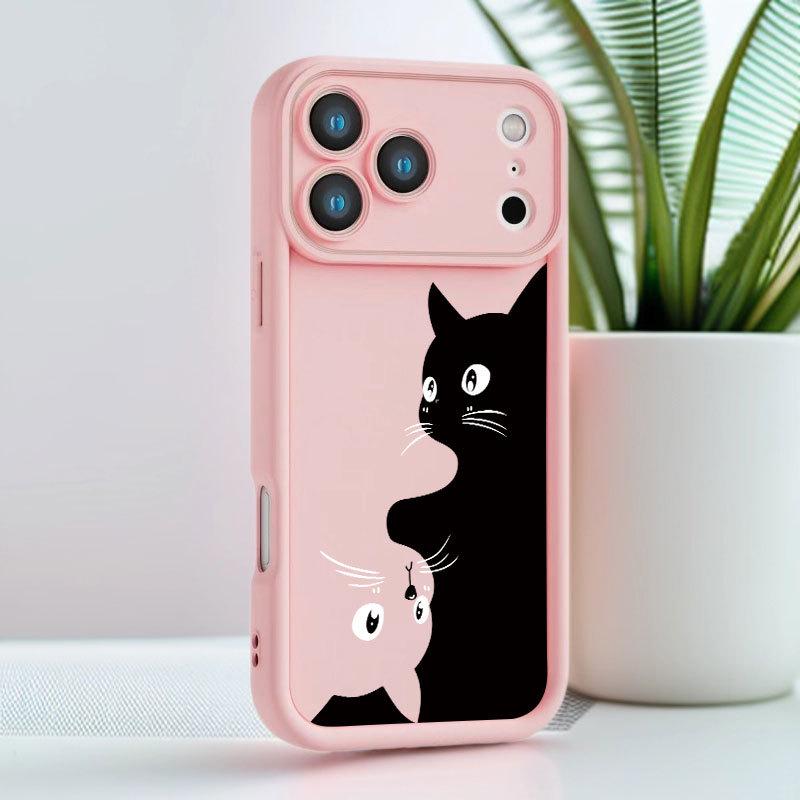 Dual-Color Kitten Phone Case for iPhone 13 to 17 Pro Max - Cute and Stylish Design