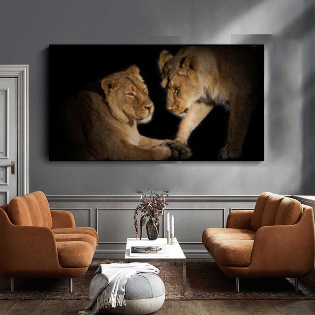 African Black Lion Leopard Animal Posters and Prints Canvas Painting Wall Pictures For Living Room Interior Cuadros Home Decor No Frame