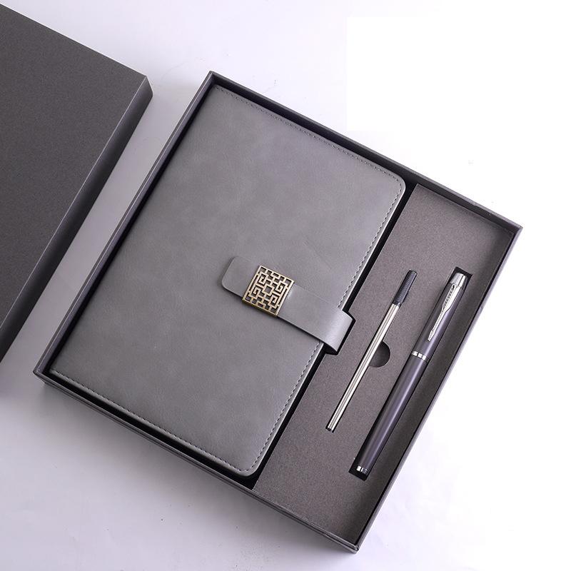 (Gratis gravering av logotyp) A5 kontorsanteckningsbok med presentförpackning, studentdagbok, handbok med spänne, mötesprotokollbok, ämnesanteckningsbok