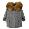 OFTBUY 2024 Herbst Winter Echt Fuchs Waschbär Pelz Kragen Mantel Gestrickte Pullover Frauen Kurzarm Jacke Dicke Warme