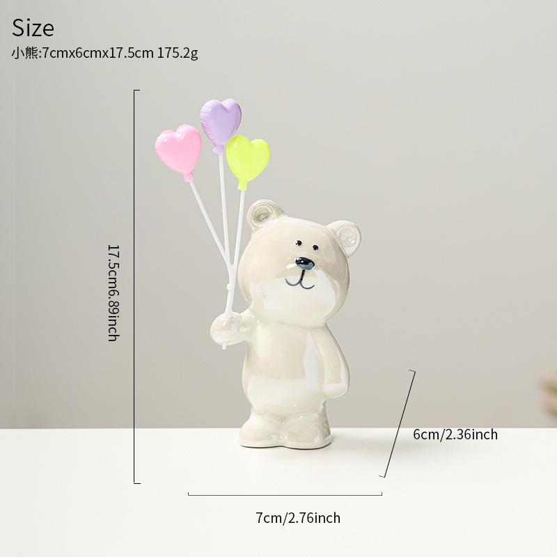 1PC hot-selling balloon bear ceramic ornament, cute sitting desktop decoration, couple s souvenir crafts heart balloon-1