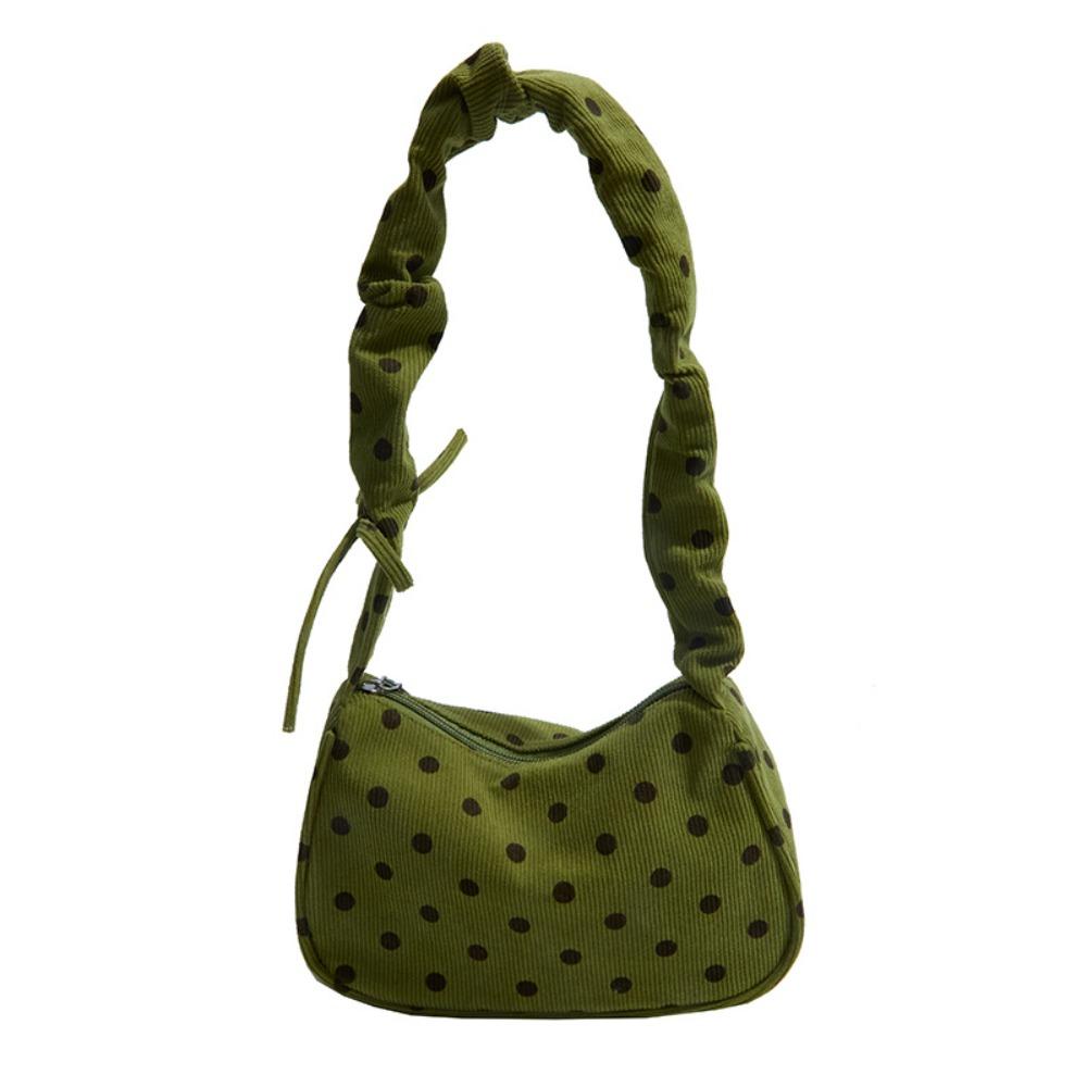 Cloth Polka Dot Shoulder Bag Ruched Strap Canvas Underarm Bag Comfortable Printed Handbag Shopping