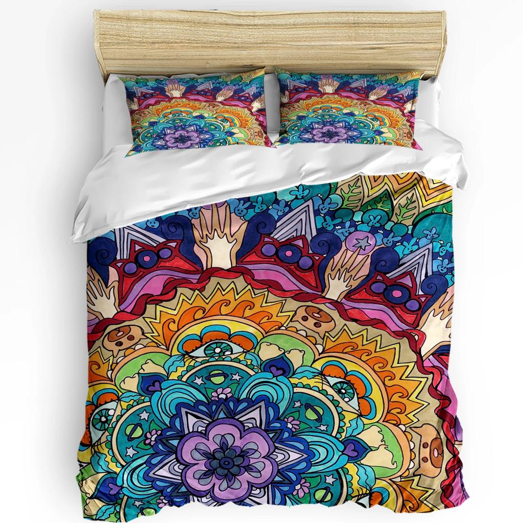 Mandala Gradient Povlak na přikrývku s povlakem na polštář Vlastní 3dílná ložní souprava Přikrývka Dvojlůžko Bytový textil