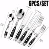 Hotel Stainless Steel Table Knife Fork Spoon Sets Teaspoon Teafork Steak Knife Cutlery Restaurant Serviing Set Black Wood Handle