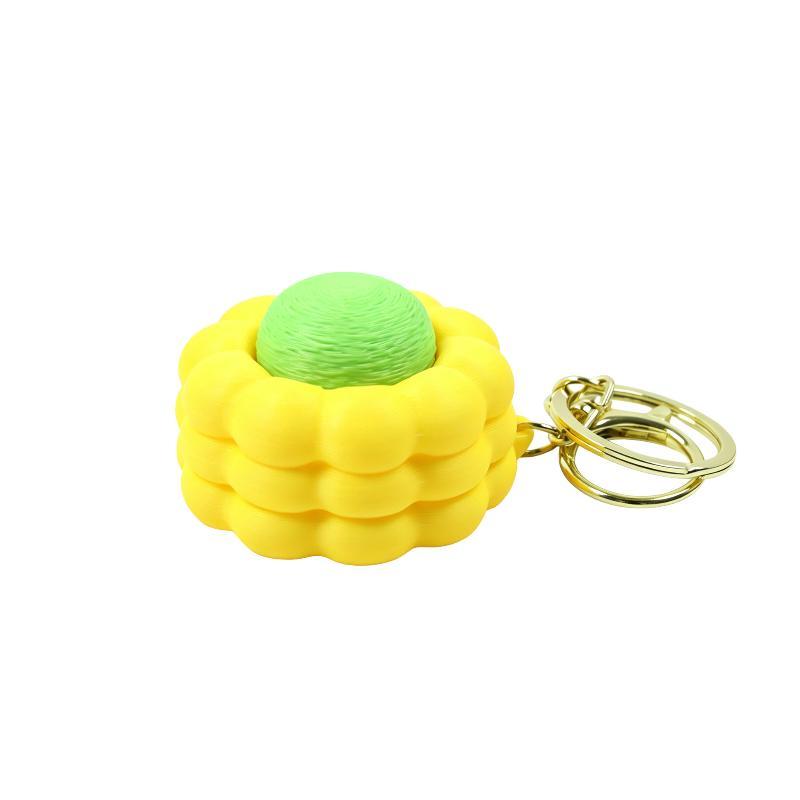 3D Printed Corn Clicker Keychain Durable Stress Relief Fidget Toy Crisp Click Sound for ADHD Kids Adults Relaxing