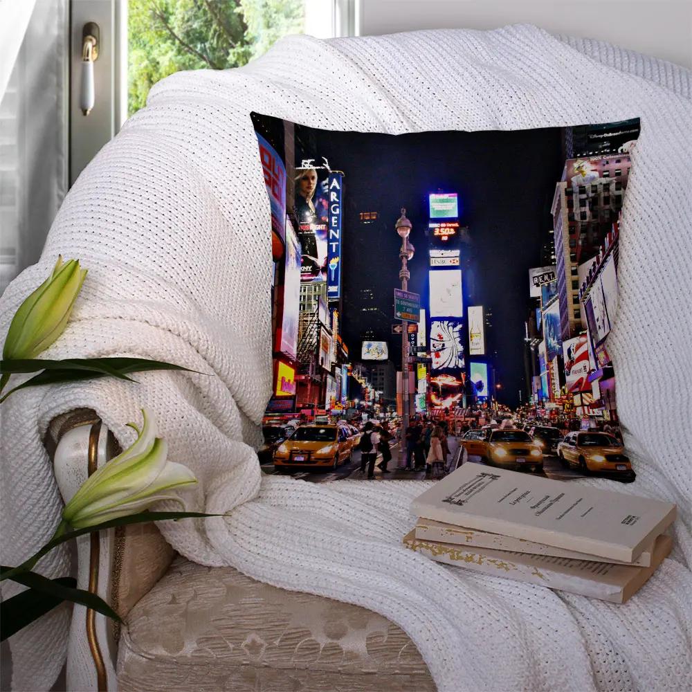 Home Decor New York Night Pillow Covers Cushion Hotel Car Seat Back Sofa