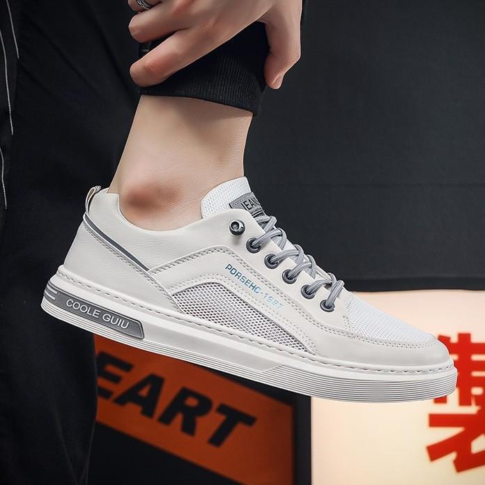 Men's Shoes New Hollow White Shoes Summer Breathable Sports Shoes Casual Korean Version Trendy Fashion Mesh Shoes Men's Board Shoes