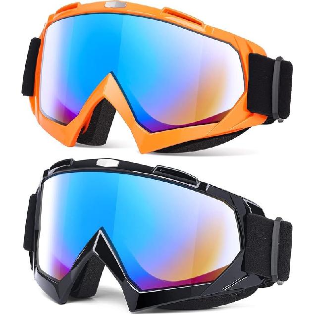 Adult Dirt Bike Goggles, 2-Pack ATV Motorcycle Goggles For Men & Women, Wide Vision Riding Off-Road Goggles
