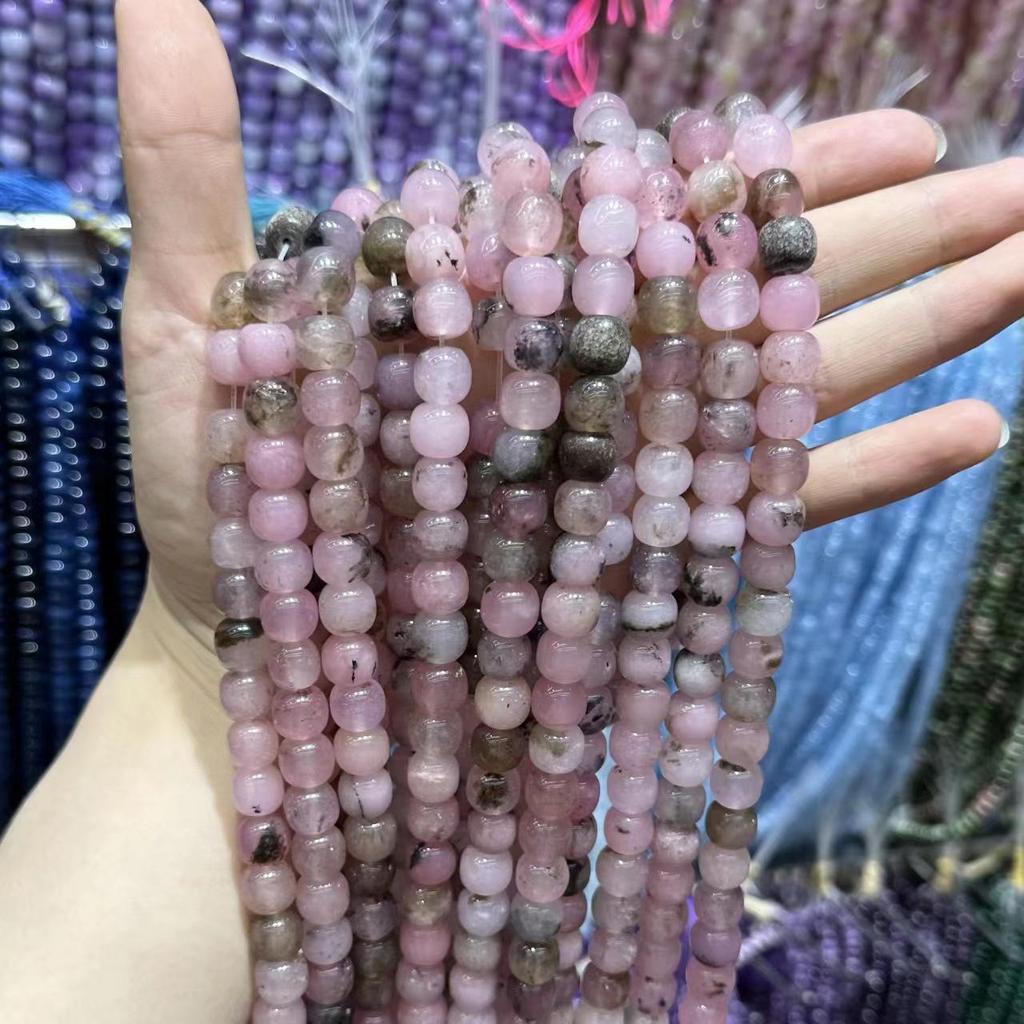 9x10 Natural Chalcedony Beads: Multicolor Morganite, Tourmaline, Amazonite Barrel Beads for DIY Jewelry