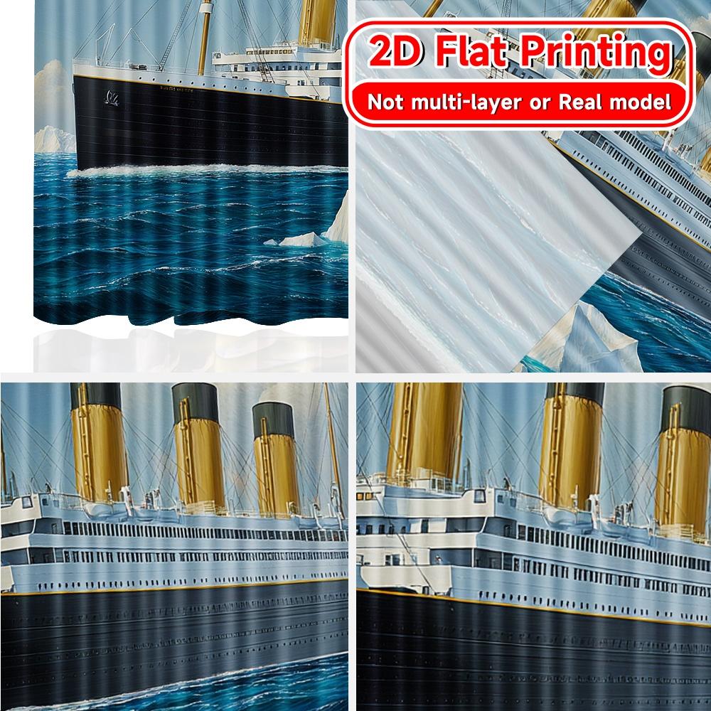 2D FLAT PRINTING 2pcs Curtains (Without Rod) Ocean Liner Amidst Icebergs Saint Patrick is Day holiday curtains with digital