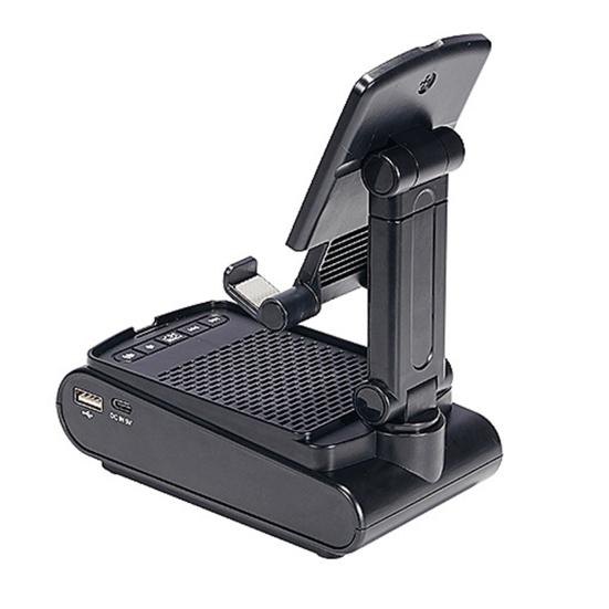 

Mobile Phone Holder with Wireless Bluetooth-compatible Speaker Telescopic Great Load Bearing Anti-skid Bottom Cell Phone Stand Tablet чёрный
