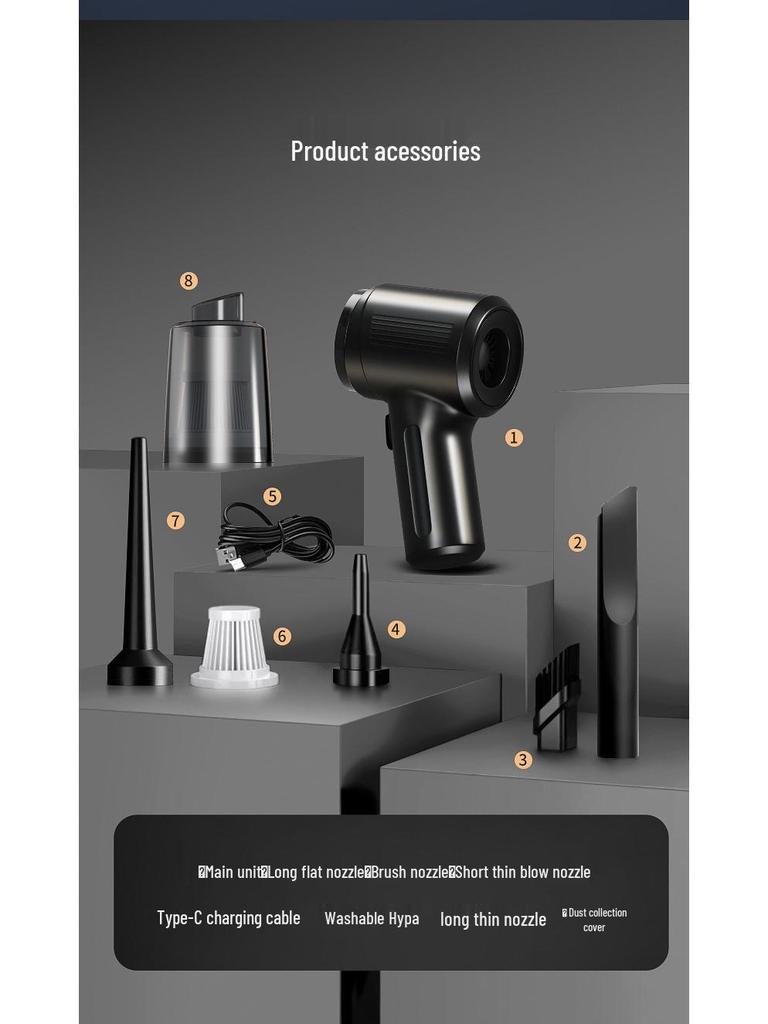 Wireless Multi-Function Handheld Car Vacuum: High-Power Portable Suction & Blowing All-in-One Cleaner