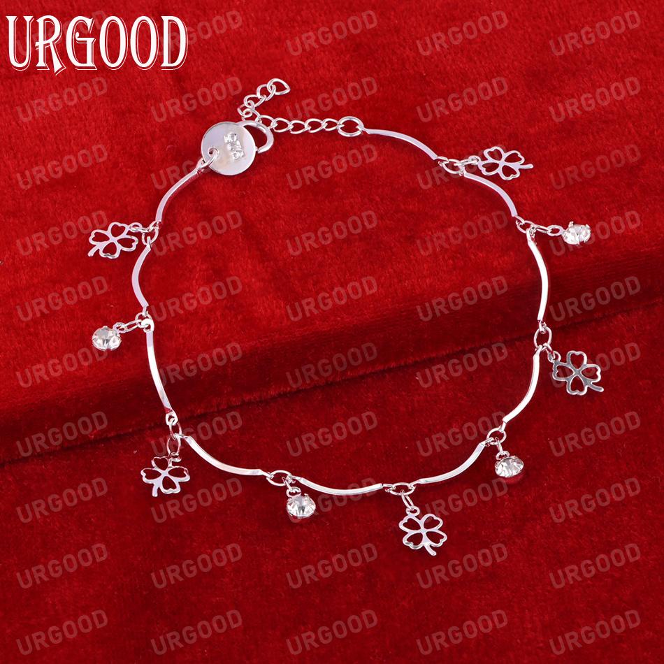 925 Sterling Silver AAA Zircon Clover Bracele Fashionable Wedding Jewelry