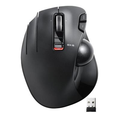 ELECOM EX-G Wireless Trackball Mouse, Left-Handed, 6 Buttons, Tilt Wheel (Left/Right Scroll), Black, M-XT4DRBK