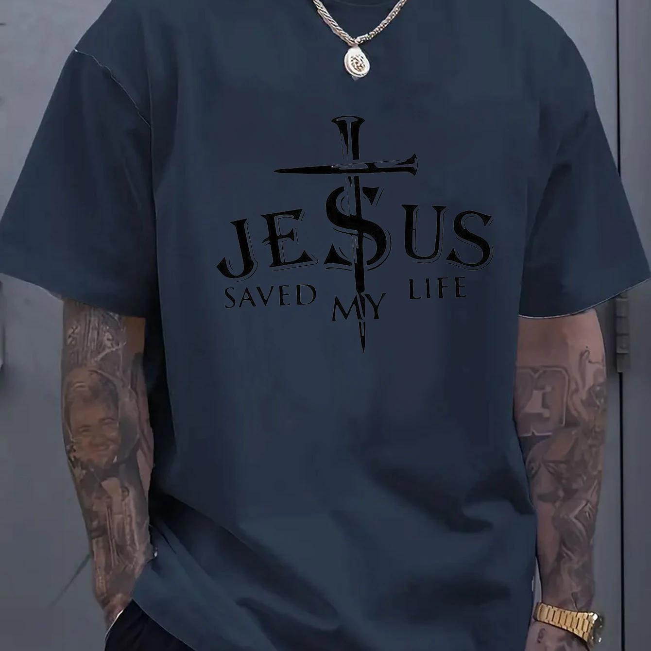 

Summer printed fashion T-shirt men s saved life graphic t shirt 100_ cotton relaxed 4XL