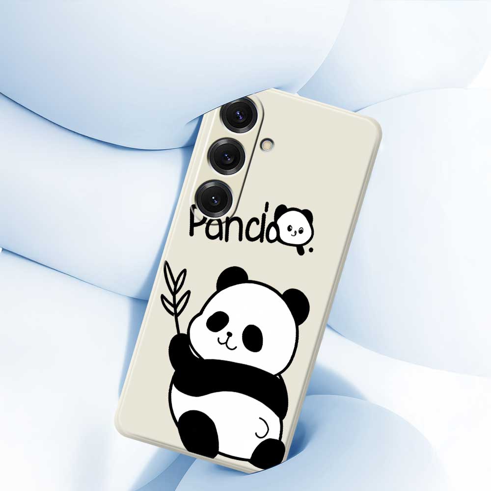 For Samsung Galaxy S25 Case Panda Pattern Printing Straight Edge TPU Phone Back Cover