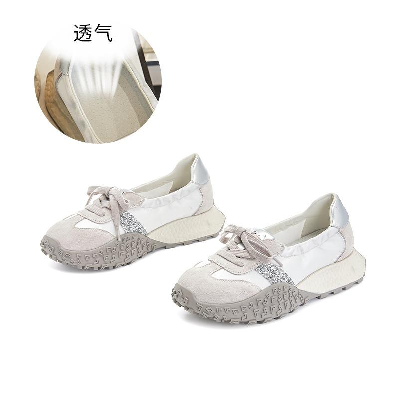 Leather women's spring thick-soled heightening dad shoes retro breathable shoes trendy versatile sneakers