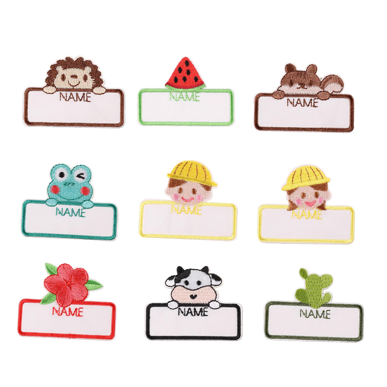 

9 шт. самоклеящихся нашивок с именами, вышитые мультяшные тканевые наклейки для школьников, для украшения одежды на рюкзаках, одежде A