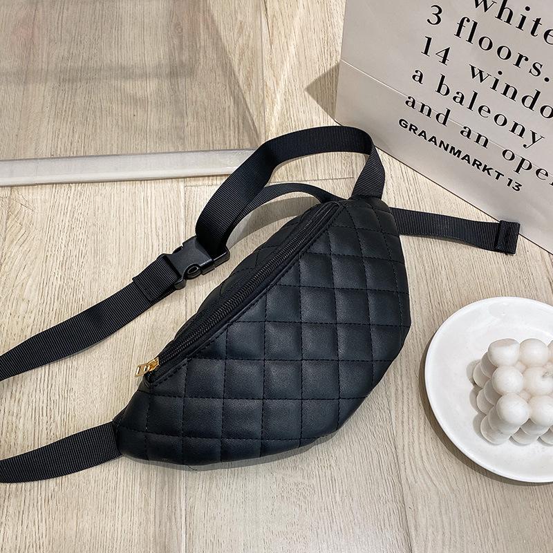 Women's Crossbody Waist Bag - Diamond Pattern, Single Shoulder or Chest Bag