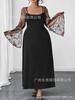 European Plus Size Elegant Mesh Print Summer Square Neck Holiday Maxi Dress